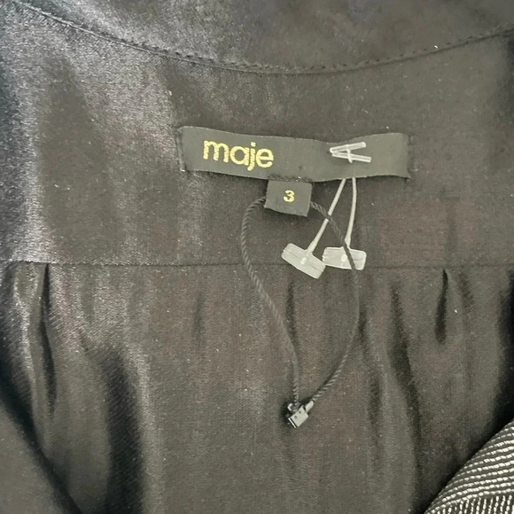 Maje black metallic button down collar blouse - Picture 4 of 9